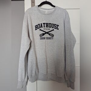 Boathouse on the bay door county gray crewneck sweatshirt size XL unisex